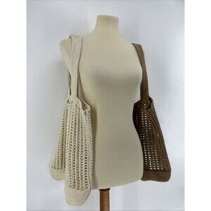 Set Of Two Crochet Knit Tote Bags